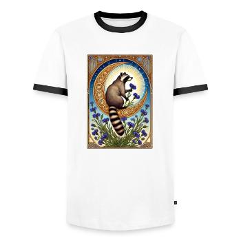 Racoon - Men's Ringer Shirt - white/black - Front - AI Model Female 172 light (172cm) & AI Model Male 178 dark (178cm)