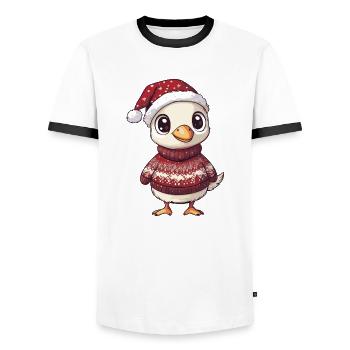 Noël de l’oie - T-shirt contrasté Homme - blanc/noir - Devant - AI Model Female 172 light (172cm) & AI Model Male 178 dark (178cm)
