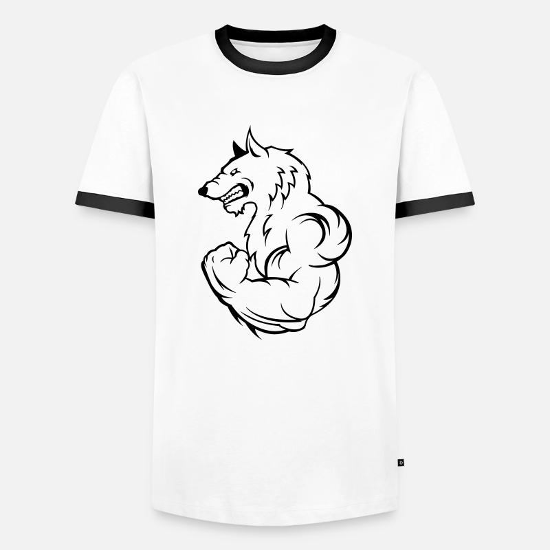 strong wolf - Männer Kontrast-T-Shirt - Weiß/Schwarz