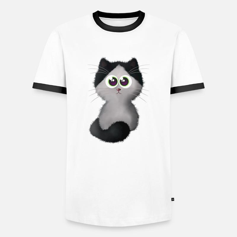 Katze 2 - Männer Kontrast-T-Shirt - Weiß/Schwarz