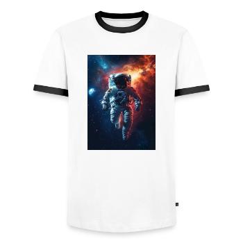 Astronaute 5 - T-shirt contrasté Homme - blanc/noir - Devant - AI Model Female 172 light (172cm) & AI Model Male 178 dark (178cm)
