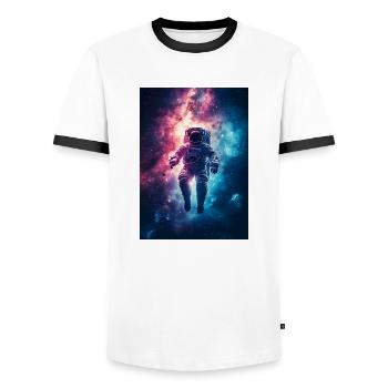 Astronaute 2 - T-shirt contrasté Homme - blanc/noir - Devant - AI Model Female 172 light (172cm) & AI Model Male 178 dark (178cm)