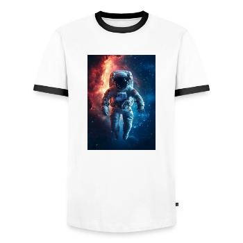 Astronaute 8 - T-shirt contrasté Homme - blanc/noir - Devant - AI Model Female 172 light (172cm) & AI Model Male 178 dark (178cm)