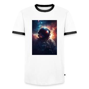 Astronaute 7 - T-shirt contrasté Homme - blanc/noir - Devant - AI Model Female 172 light (172cm) & AI Model Male 178 dark (178cm)