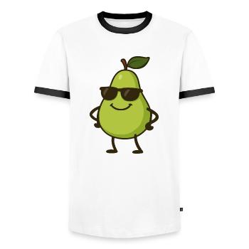 birne comic cool - Männer Kontrast-T-Shirt - Weiß/Schwarz - Vorne - AI Model Female 172 light (172cm) & AI Model Male 178 dark (178cm)