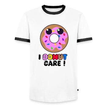 I Donut Care - Griffonnage de beignet drôle, croquis doux - T-shirt contrasté Homme - blanc/noir - Devant - AI Model Female 172 light (172cm) & AI Model Male 178 dark (178cm)
