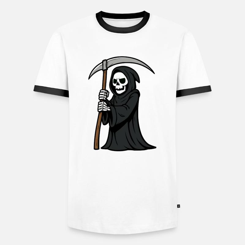 sensenmann comic - Männer Kontrast-T-Shirt - Weiß/Schwarz