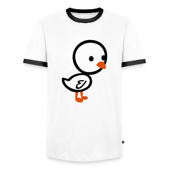 Poulette - poussin - T-shirt contrasté Homme - blanc/noir - Devant - AI Model Female 172 light (172cm) & AI Model Male 178 dark (178cm)