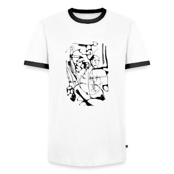 Freiheit der Interpretation 2 - Männer Kontrast-T-Shirt - Weiß/Schwarz - Vorne - AI Model Female 172 light (172cm) & AI Model Male 178 dark (178cm)