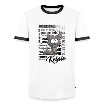 je Suis Kelpie Fawn - Noir FR - T-shirt contrasté Homme - blanc/noir - Devant - AI Model Female 172 light (172cm) & AI Model Male 178 dark (178cm)