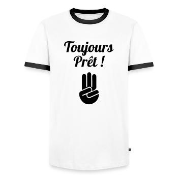 scout / scouting / scoutisme / guide - T-shirt contrasté Homme - blanc/noir - Devant - AI Model Female 172 light (172cm) & AI Model Male 178 dark (178cm)