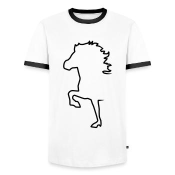Islandpferd - Männer Kontrast-T-Shirt - Weiß/Schwarz - Vorne - AI Model Female 172 light (172cm) & AI Model Male 178 dark (178cm)