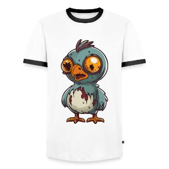 Chicken Halloween Zombie - Men's Ringer Shirt - white/black - Front - AI Model Female 172 light (172cm) & AI Model Male 178 dark (178cm)