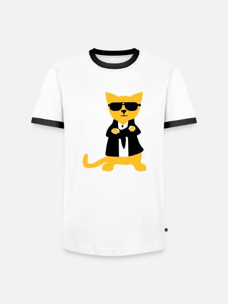 Bodyguard Cat - Men's Ringer Shirt - white/black