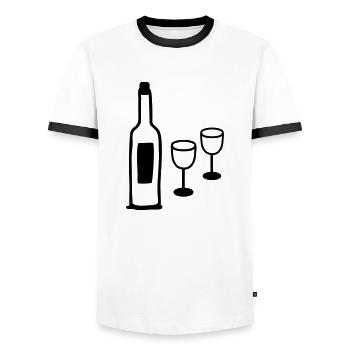 Wein & Weinglaeser - Männer Kontrast-T-Shirt - Weiß/Schwarz - Vorne - AI Model Female 172 light (172cm) & AI Model Male 178 dark (178cm)