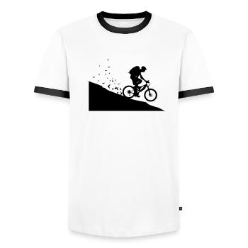 Mountain bikers - Men's Ringer Shirt - white/black - Front - AI Model Female 172 light (172cm) & AI Model Male 178 dark (178cm)
