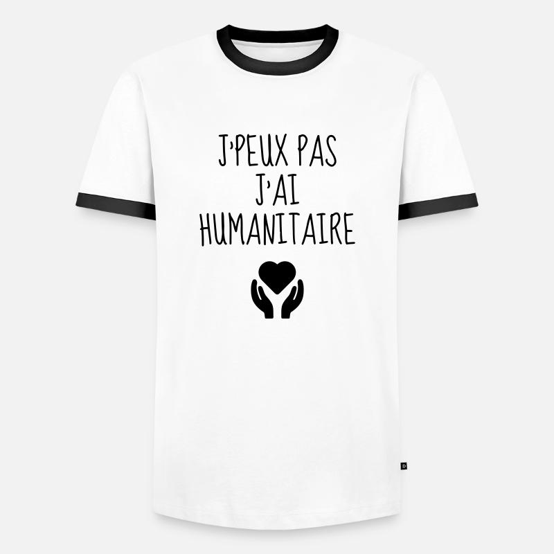Volunteer Humanitarian Freiwilliger Bénévole - Men's Ringer Shirt - white/black