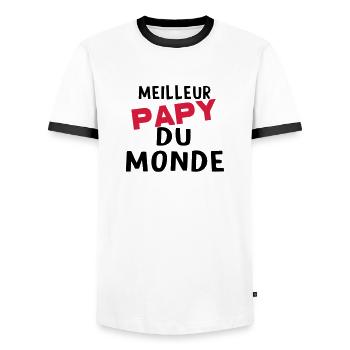 meilleur papy dU MONDE - T-shirt contrasté Homme - blanc/noir - Devant - AI Model Female 172 light (172cm) & AI Model Male 178 dark (178cm)