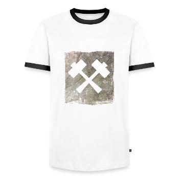 Stonemason Stone Sculptor Saying - Men's Ringer Shirt - white/black - Front - AI Model Female 172 light (172cm) & AI Model Male 178 dark (178cm)