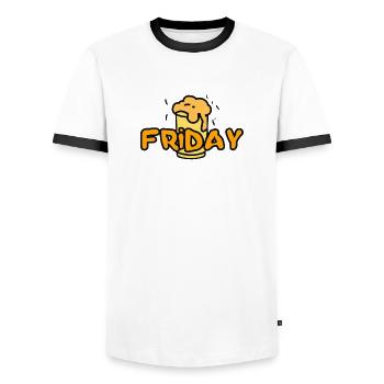 Friday beer cup T-shirt Hoodie Pullover - T-shirt contrasté Homme - blanc/noir - Devant - AI Model Female 172 light (172cm) & AI Model Male 178 dark (178cm)