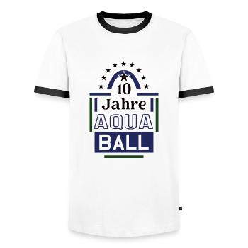 10 Jahre Aquaball Jubiläum Aquaballspieler Jubi - Männer Kontrast-T-Shirt - Weiß/Schwarz - Vorne - AI Model Female 172 light (172cm) & AI Model Male 178 dark (178cm)