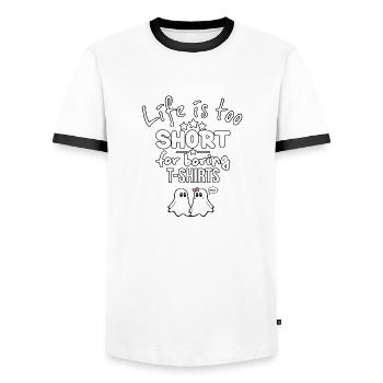T-shirts avec des phrases amusantes - Fantasmitas 04 - T-shirt contrasté Homme - blanc/noir - Devant - AI Model Female 172 light (172cm) & AI Model Male 178 dark (178cm)