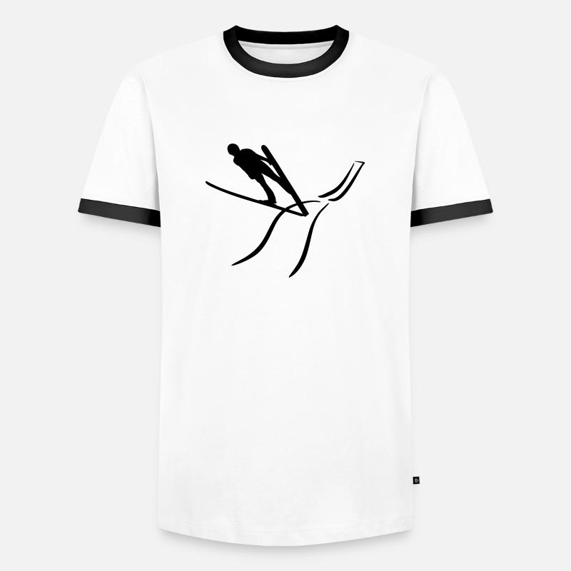 Ski jumping - Men's Ringer Shirt - white/black