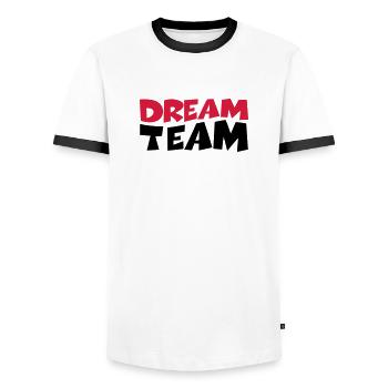 Dream Team - T-shirt contrasté Homme - blanc/noir - Devant - AI Model Female 172 light (172cm) & AI Model Male 178 dark (178cm)