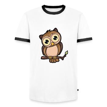 hibou - T-shirt contrasté Homme - blanc/noir - Devant - AI Model Female 172 light (172cm) & AI Model Male 178 dark (178cm)