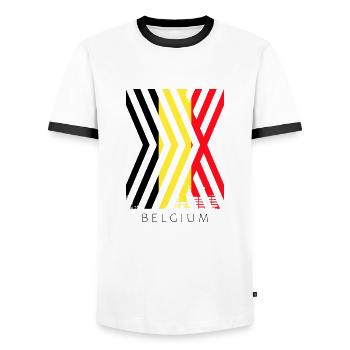 Drapeau de la Belgique Drapeau belge Vintage Look vieilli - T-shirt contrasté Homme - blanc/noir - Devant - AI Model Female 172 light (172cm) & AI Model Male 178 dark (178cm)