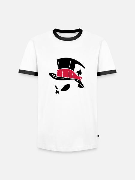 Skull with hat 01 - Men's Ringer Shirt - white/black
