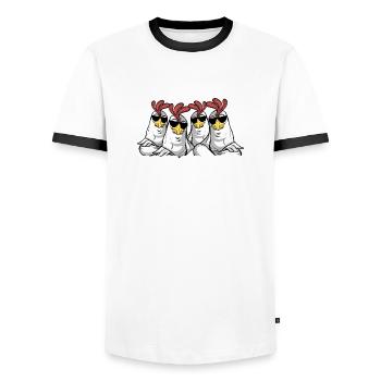 Chicken Squad Cool Chicken Dicton - T-shirt contrasté Homme - blanc/noir - Devant - AI Model Female 172 light (172cm) & AI Model Male 178 dark (178cm)
