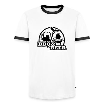 BBQ Beer - Männer Kontrast-T-Shirt - Weiß/Schwarz - Vorne - AI Model Female 172 light (172cm) & AI Model Male 178 dark (178cm)