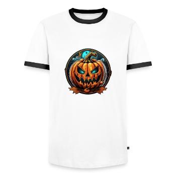 Citrouille d'halloween effrayante - fête - T-shirt contrasté Homme - blanc/noir - Devant - AI Model Female 172 light (172cm) & AI Model Male 178 dark (178cm)