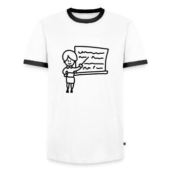 Lehrerin - Line - Männer Kontrast-T-Shirt - Weiß/Schwarz - Vorne - AI Model Female 172 light (172cm) & AI Model Male 178 dark (178cm)