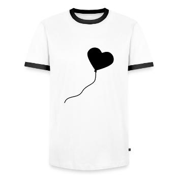 herzluftballon_1c - Men's Ringer Shirt - white/black - Front - AI Model Female 172 light (172cm) & AI Model Male 178 dark (178cm)