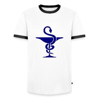 doc191 - Men's Ringer Shirt - white/black - Front - AI Model Female 172 light (172cm) & AI Model Male 178 dark (178cm)