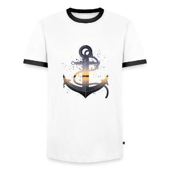Anker - Männer Kontrast-T-Shirt - Weiß/Schwarz - Vorne - AI Model Female 172 light (172cm) & AI Model Male 178 dark (178cm)