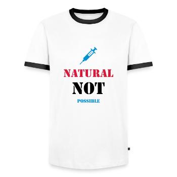 NATURAL NOT POSSIBLE - JUICE - Männer Kontrast-T-Shirt - Weiß/Schwarz - Vorne - AI Model Female 172 light (172cm) & AI Model Male 178 dark (178cm)