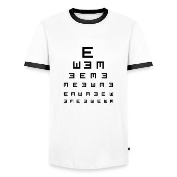 Test oculaire - T-shirt contrasté Homme - blanc/noir - Devant - AI Model Female 172 light (172cm) & AI Model Male 178 dark (178cm)
