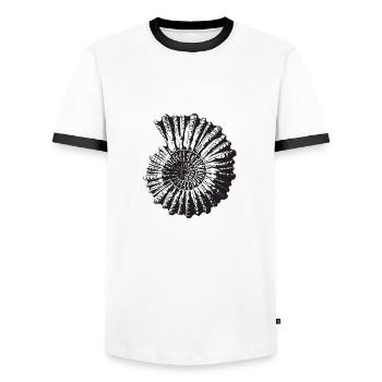 Stone snail retro - Men's Ringer Shirt - white/black - Front - AI Model Female 172 light (172cm) & AI Model Male 178 dark (178cm)