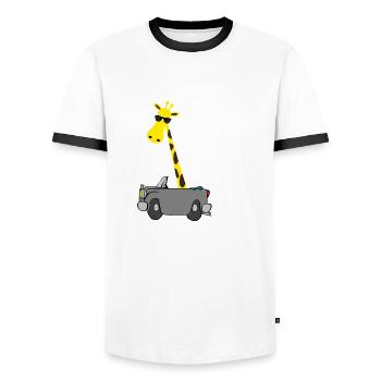 Girafe avec lunettes de soleil | Le cadeau parfait - T-shirt contrasté Homme - blanc/noir - Devant - AI Model Female 172 light (172cm) & AI Model Male 178 dark (178cm)