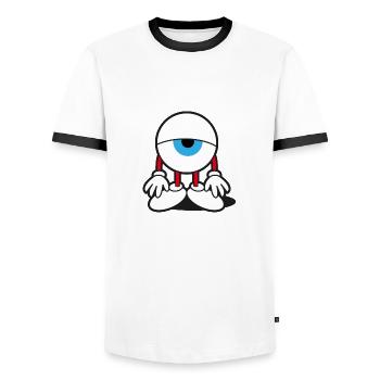 Tired eye - Men's Ringer Shirt - white/black - Front - AI Model Female 172 light (172cm) & AI Model Male 178 dark (178cm)