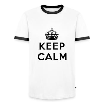 Keep Calm - Männer Kontrast-T-Shirt - Weiß/Schwarz - Vorne - AI Model Female 172 light (172cm) & AI Model Male 178 dark (178cm)