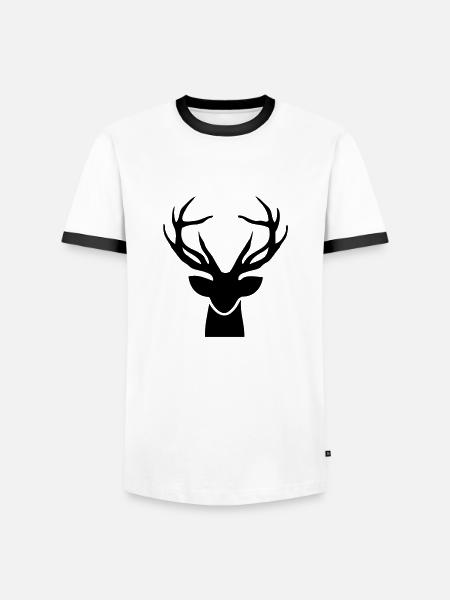 hirsch_kopf_t1 - T-shirt contrasté Homme - blanc/noir