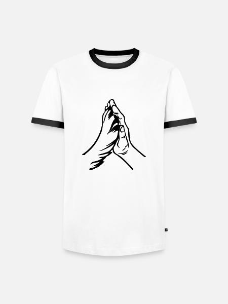Main et patte - T-shirt contrasté Homme - blanc/noir