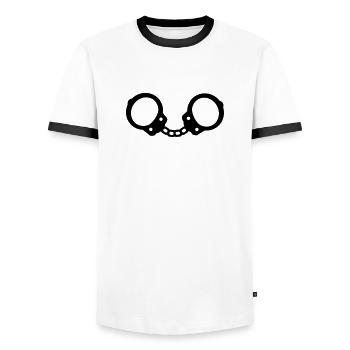 Menottes - T-shirt contrasté Homme - blanc/noir - Devant - AI Model Female 172 light (172cm) & AI Model Male 178 dark (178cm)