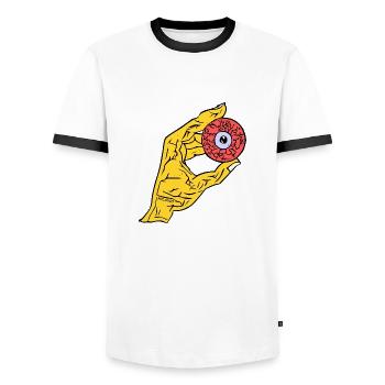 Coole Hand Auge Design by Milaino - Männer Kontrast-T-Shirt - Weiß/Schwarz - Vorne - AI Model Female 172 light (172cm) & AI Model Male 178 dark (178cm)