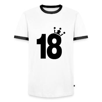 18 - T-shirt contrasté Homme - blanc/noir - Devant - AI Model Female 172 light (172cm) & AI Model Male 178 dark (178cm)