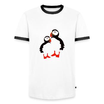 two puffins - Männer Kontrast-T-Shirt - Weiß/Schwarz - Vorne - AI Model Female 172 light (172cm) & AI Model Male 178 dark (178cm)
